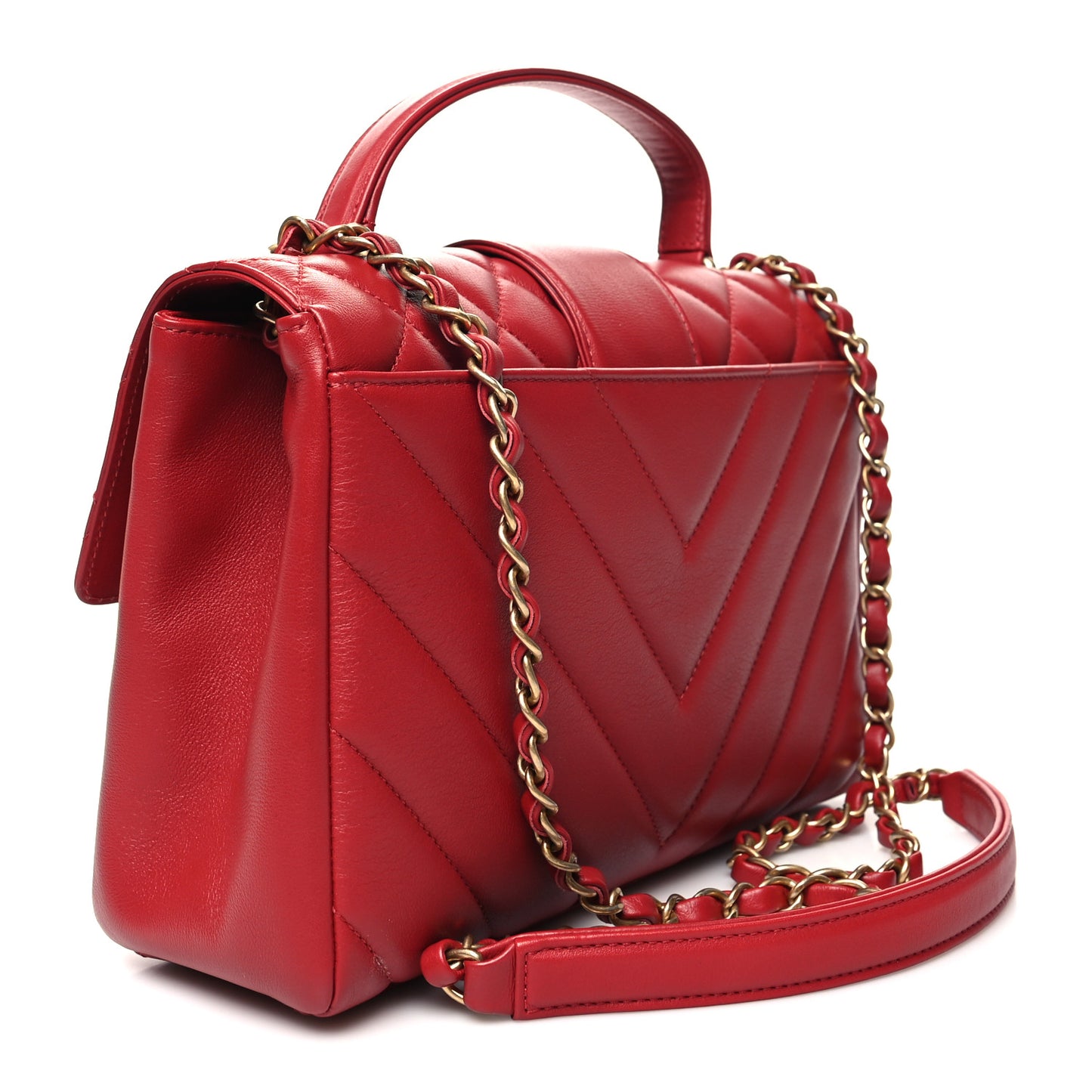 Calfskin Quilted Chevron In The City Bag Red