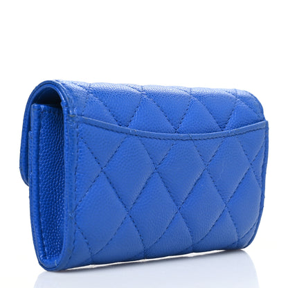 Chanel Caviar Quilted Flap Card Holder Wallet Blue 3 of 12