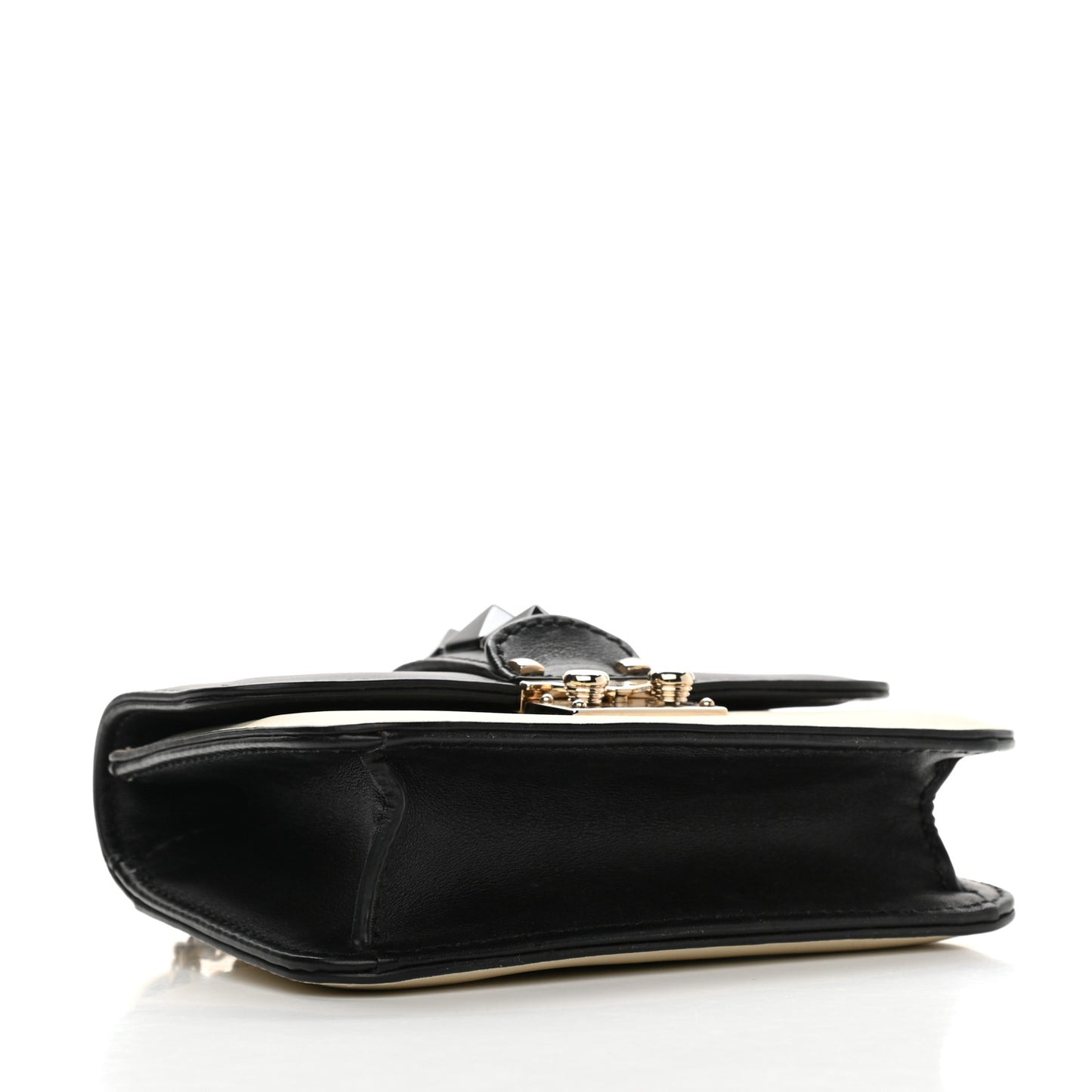 Vitello Mini Glam Lock Rockstud Flap Black Light Ivory