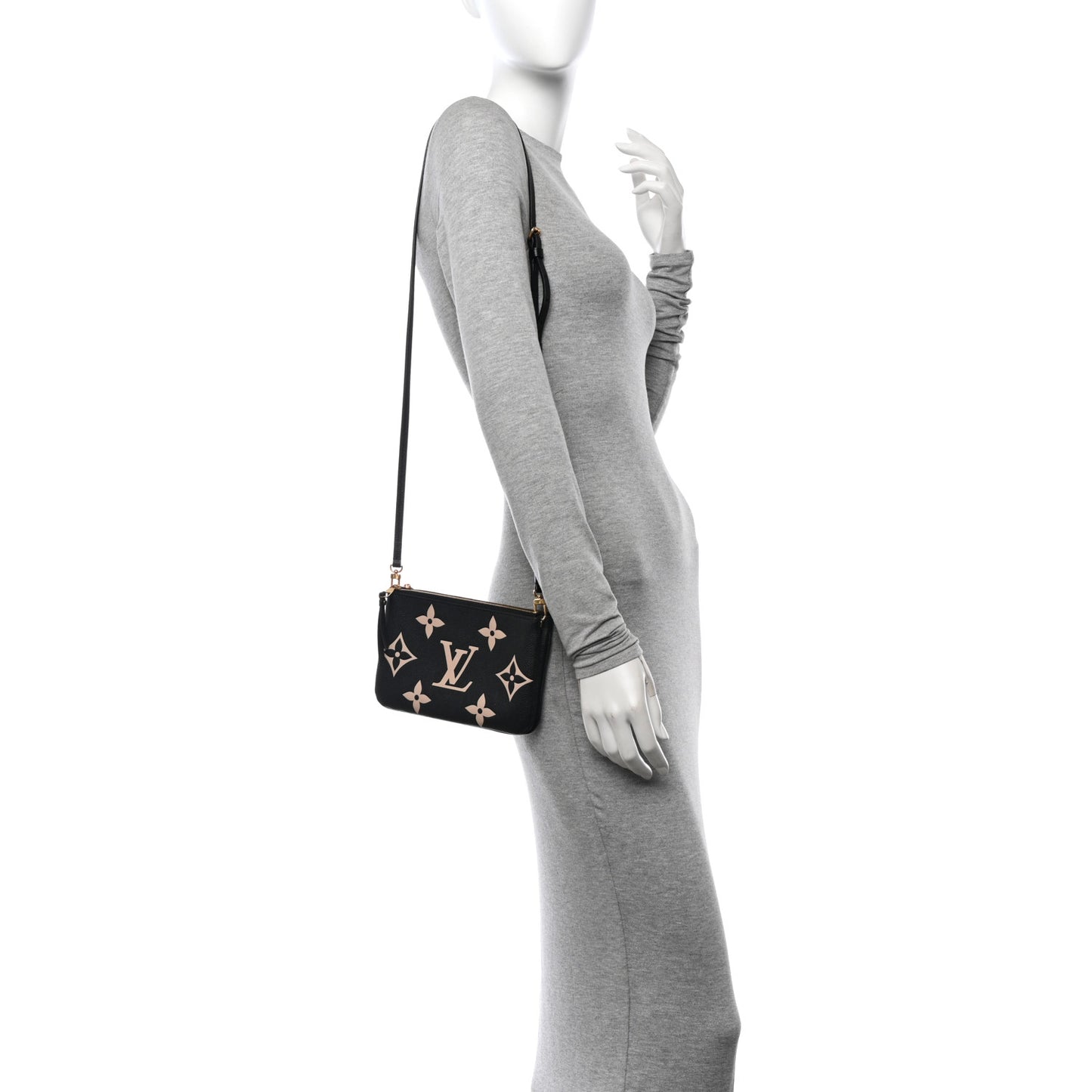 Empreinte Monogram Giant Double Zip Pochette Black Cream