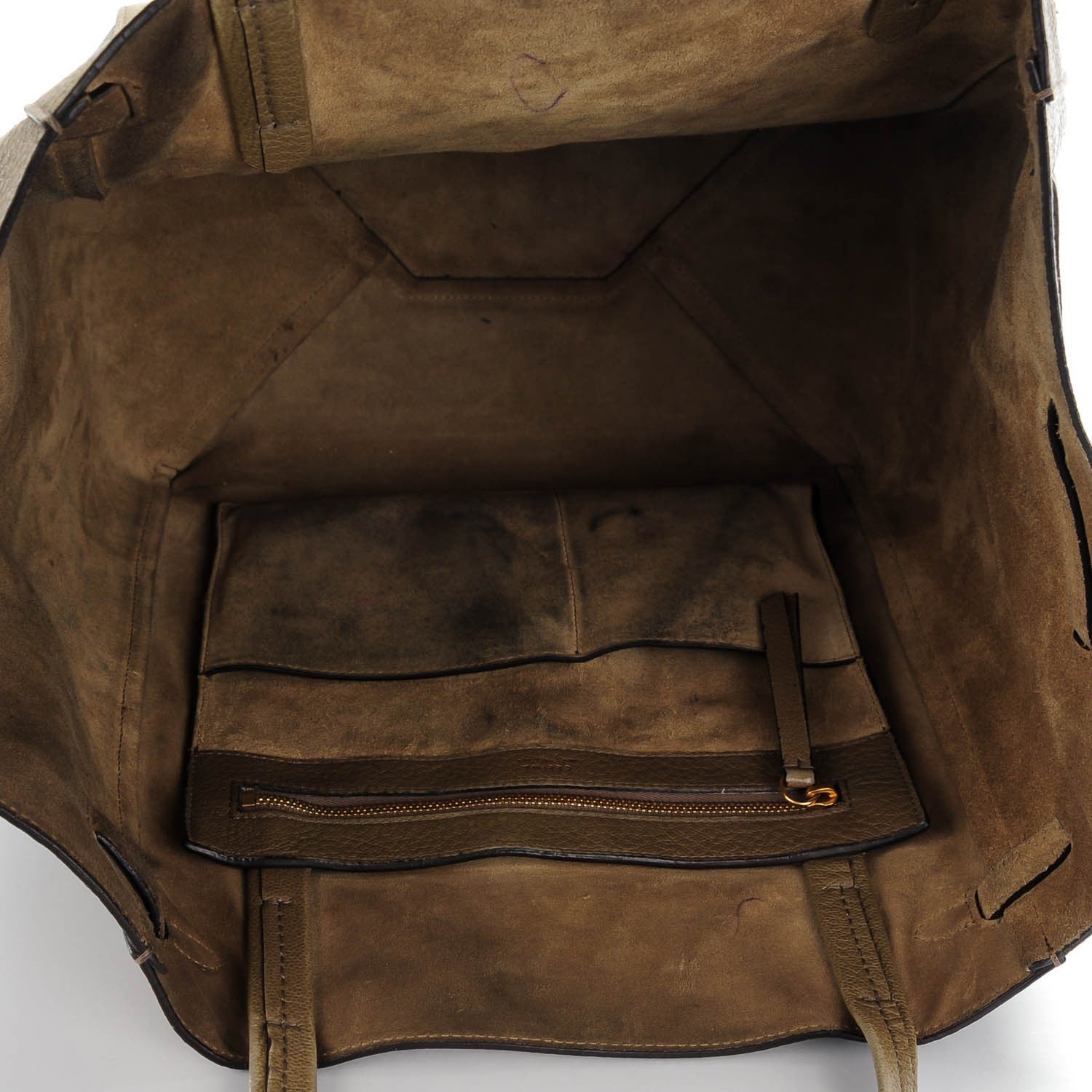 Celine Shiny Grained Calfskin Small Belt Cabas Phantom Souris 6 of 9