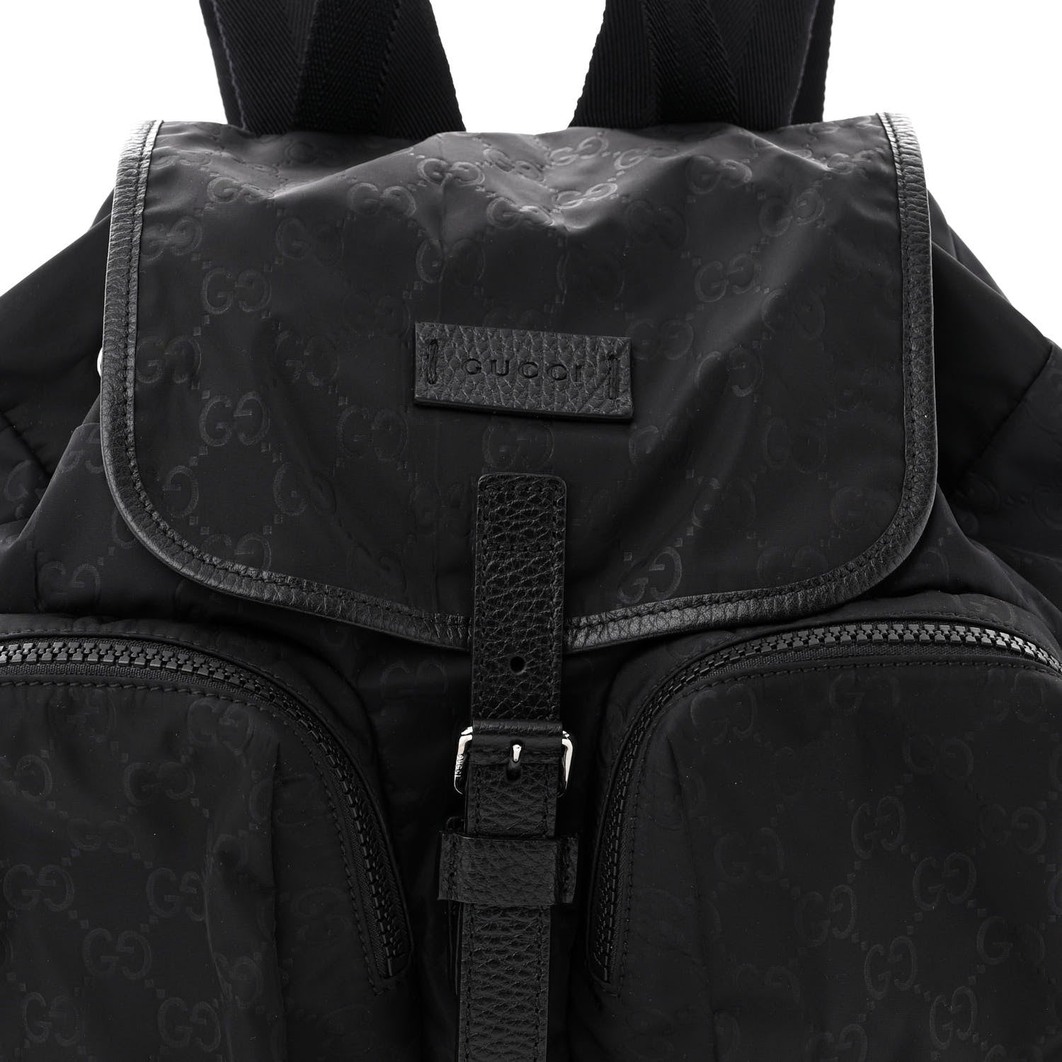 Gucci Nylon Monogram Medium Light Single Buckle Backpack Black 8 of 10