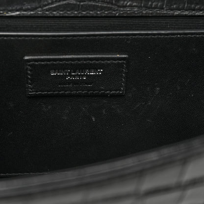 Saint Laurent Calfskin Crocodile Embossed Medium Classic Monogram Kate Tassel Satchel Black 8 of 15