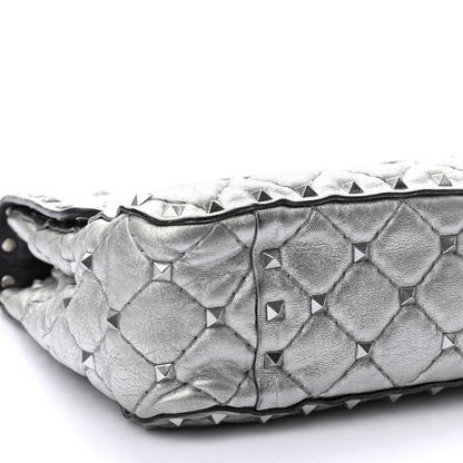 Valentino Garavani Metallic Nappa Medium Rockstud Spike Shoulder Bag Silver 10 of 11