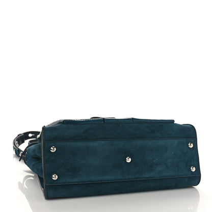 Fendi Chamois Karung Shiny Nappa Medium 3 Pocket Peekaboo Iconic Satchel Cobalto Petrolio 4 of 9