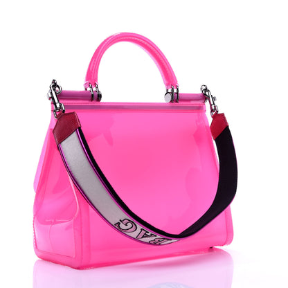 Dolce & Gabbana Rubber Semi Transparent Miss Sicily Satchel Pink 7 of 24