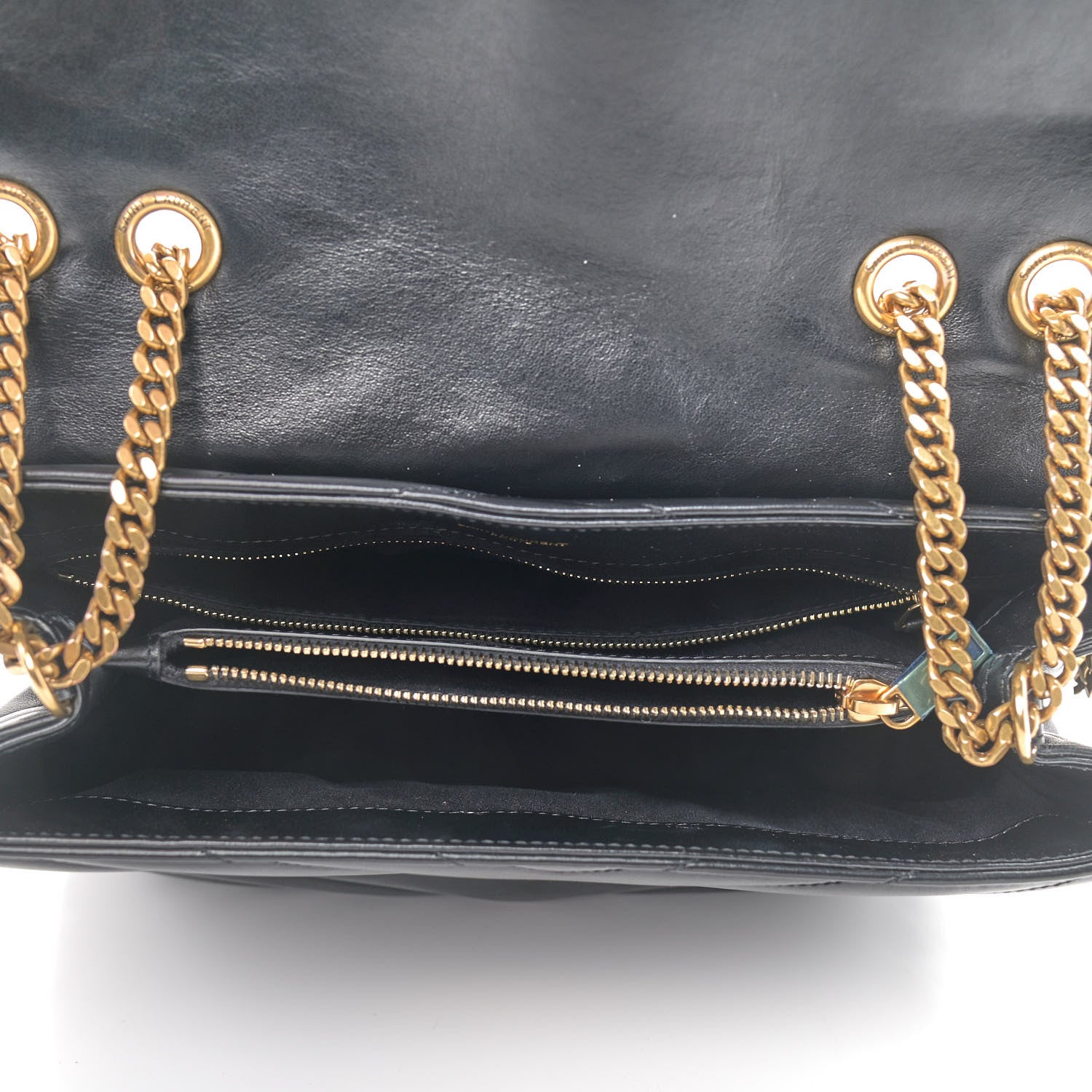 Saint Laurent Calfskin Y Quilted Monogram Medium Loulou Chain Satchel Black 5 of 9