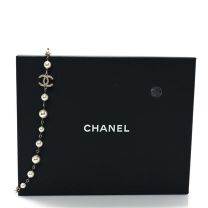 Chanel Crystal Pearl CC Long Necklace Silver 5 of 5