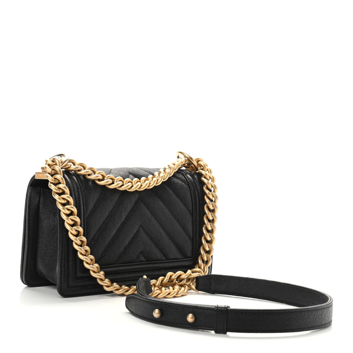 Chanel Caviar Chevron Quilted Small Boy Flap Black 3 of 10