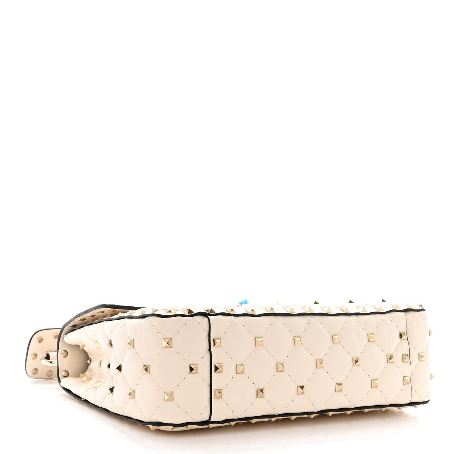 Lambskin Medium Rockstud Spike Shoulder Bag White