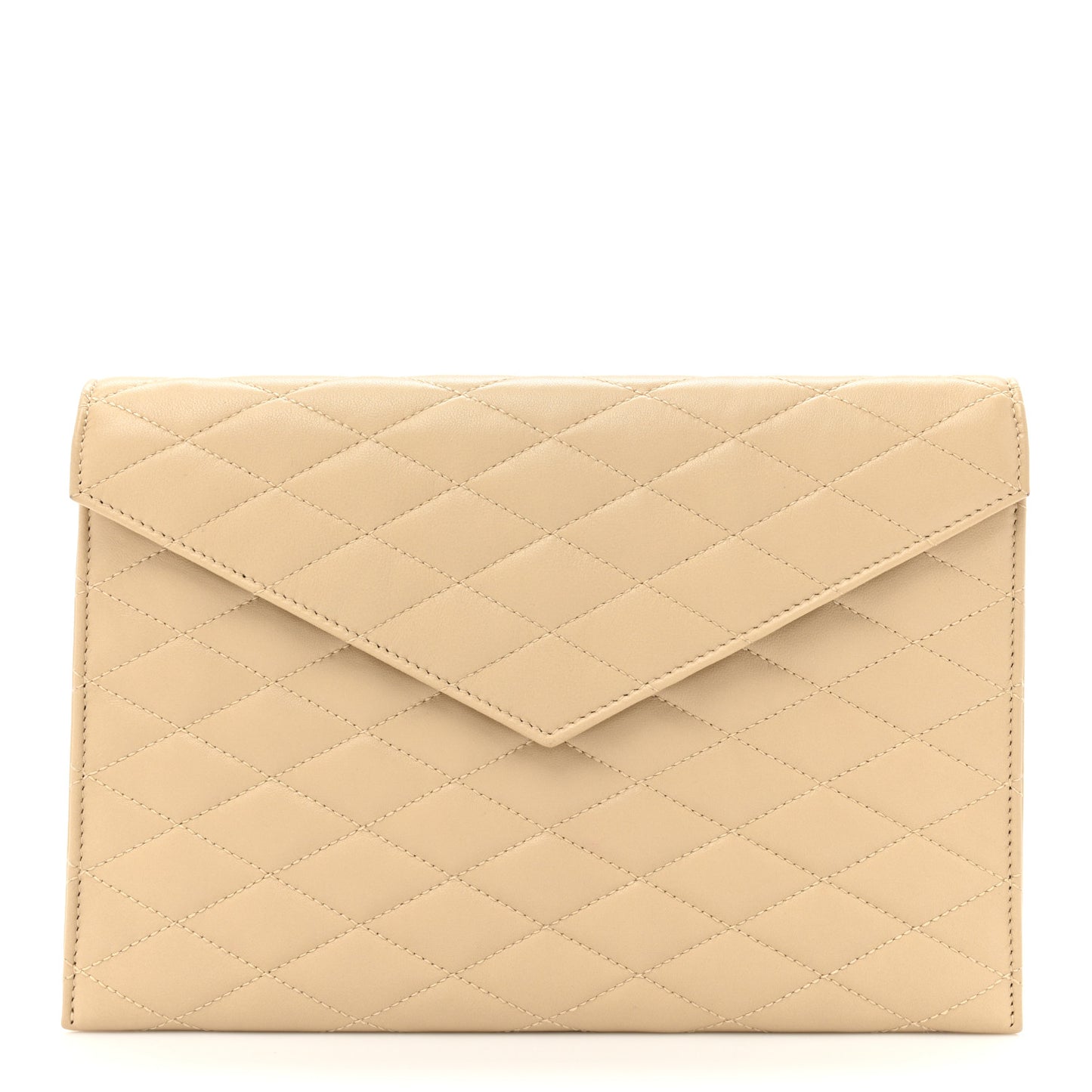 Lambskin Quilted Sade Envelope Clutch Nude Powder