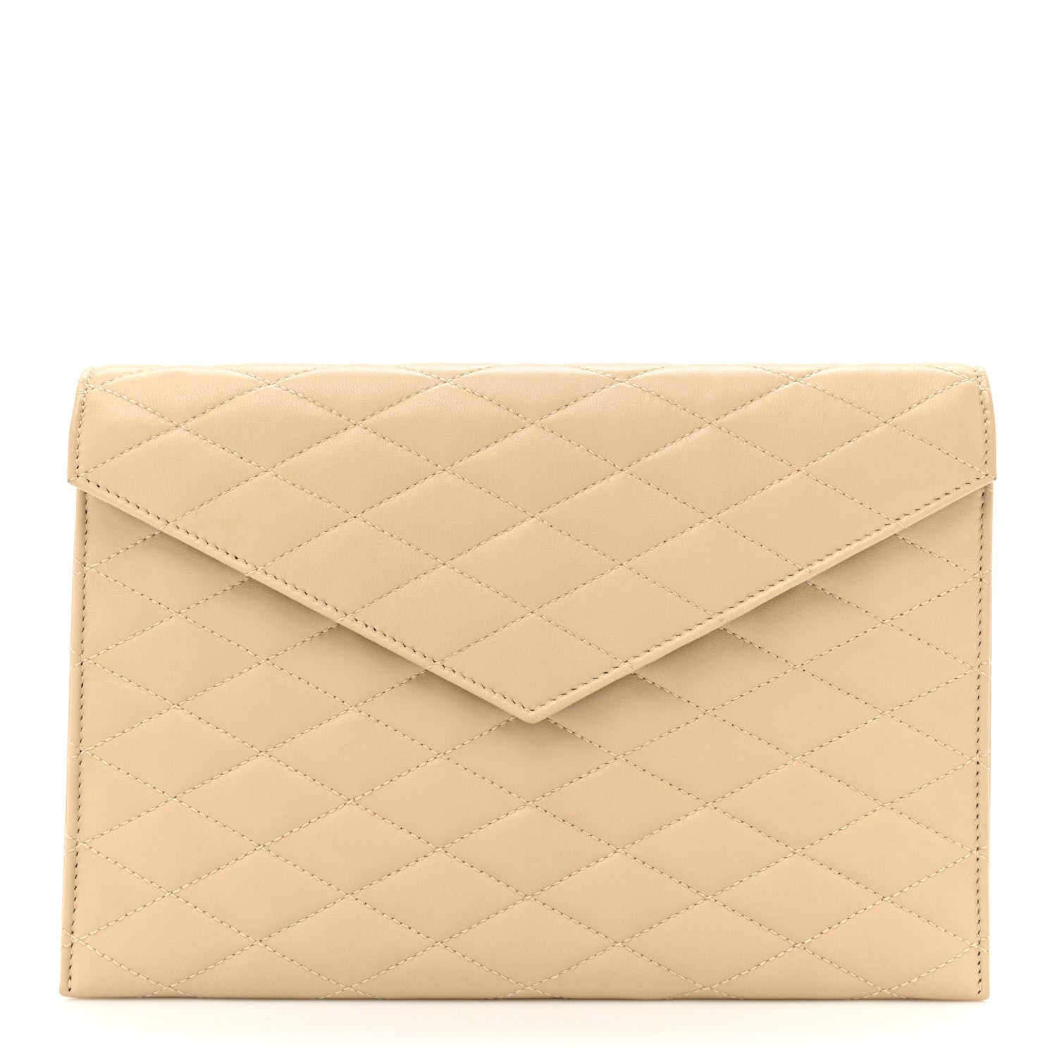 Saint Laurent Lambskin Quilted Sade Envelope Clutch Nude Powder 1 of 14