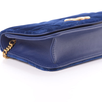 Gucci Velvet Matelasse GG Marmont Mini Bag Cobalt Blue 8 of 12
