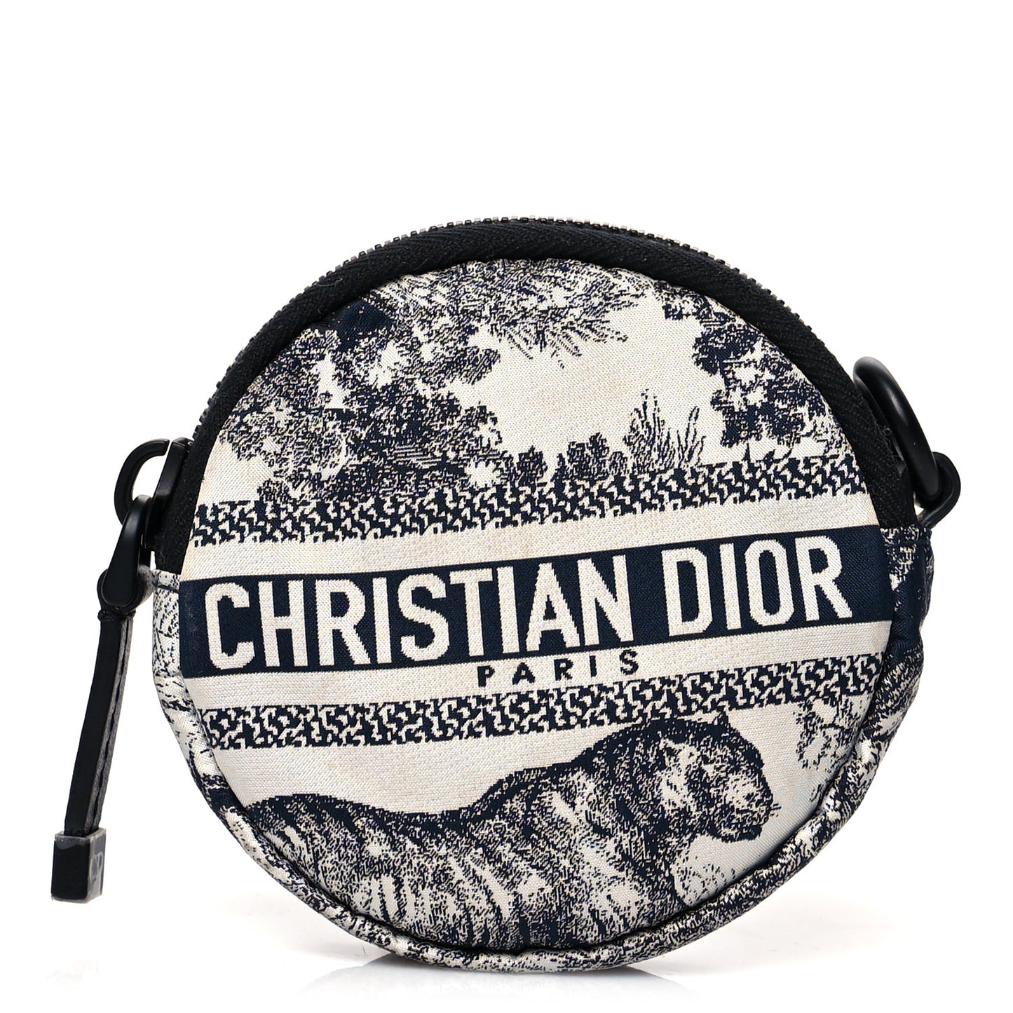Technical Fabric Embroidered Toile De Jouy DiorTravel Round Coin Purse Blue