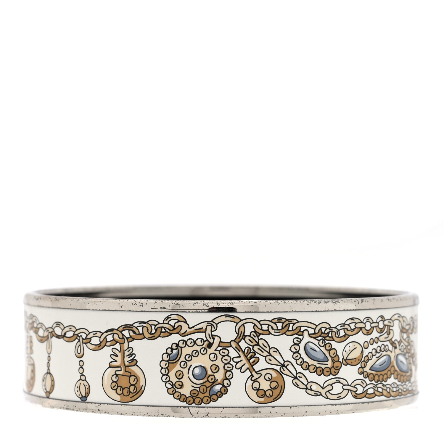 Hermes Enamel Printed Wide Bracelet M White 3 of 4