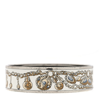 Hermes Enamel Printed Wide Bracelet M White 3 of 4