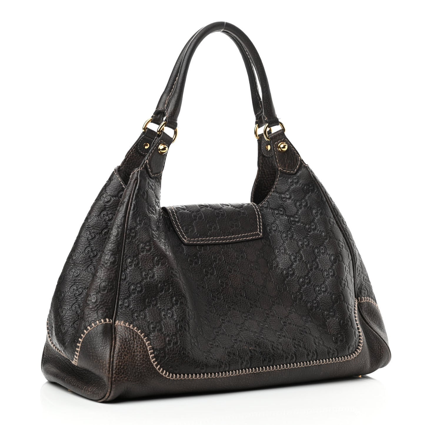 Guccissima Large New Pelham Shoulder Bag Dark Brown