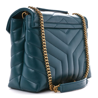 Saint Laurent Calfskin Y Quilted Monogram Small Loulou Chain Satchel Green 3 of 12