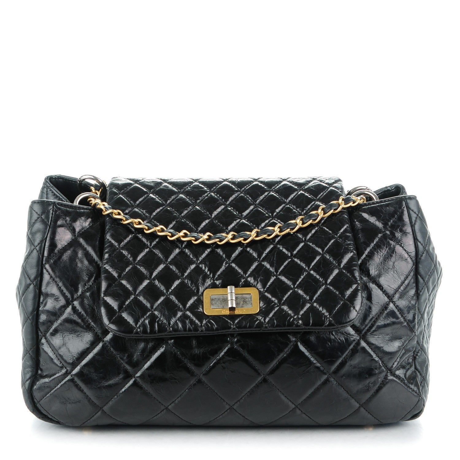 Chanel Glazed Calfskin Quilted Large Mademoiselle East West Flap Black 1 of 8