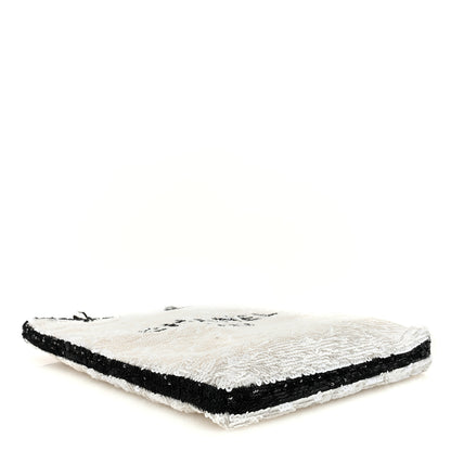 Chanel Sequin Logo Shopping Tote White Black 5 of 11