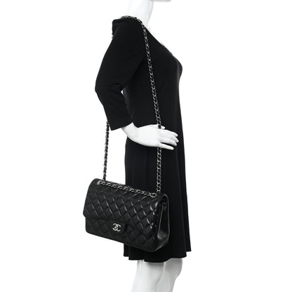 Chanel Lambskin Quilted Jumbo Double Flap Black 2 of 10