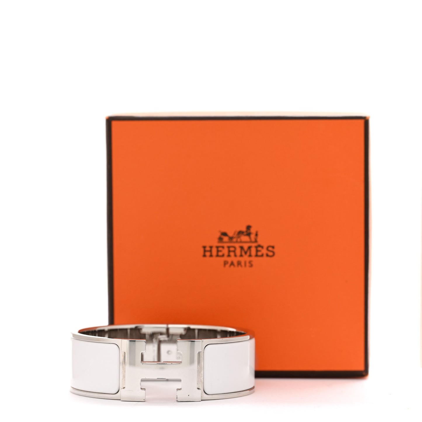 Enamel Wide Clic Clac H Bracelet PM White