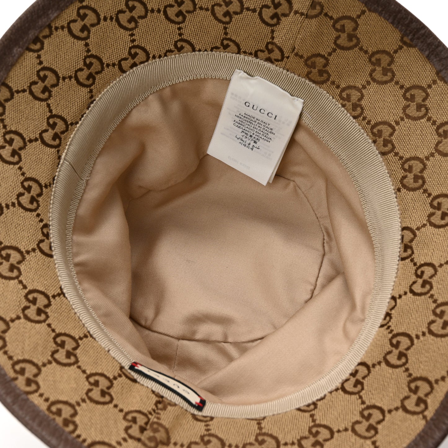Monogram Textured Dollar Calfskin GG Jago Bucket Hat S Cacao Beige