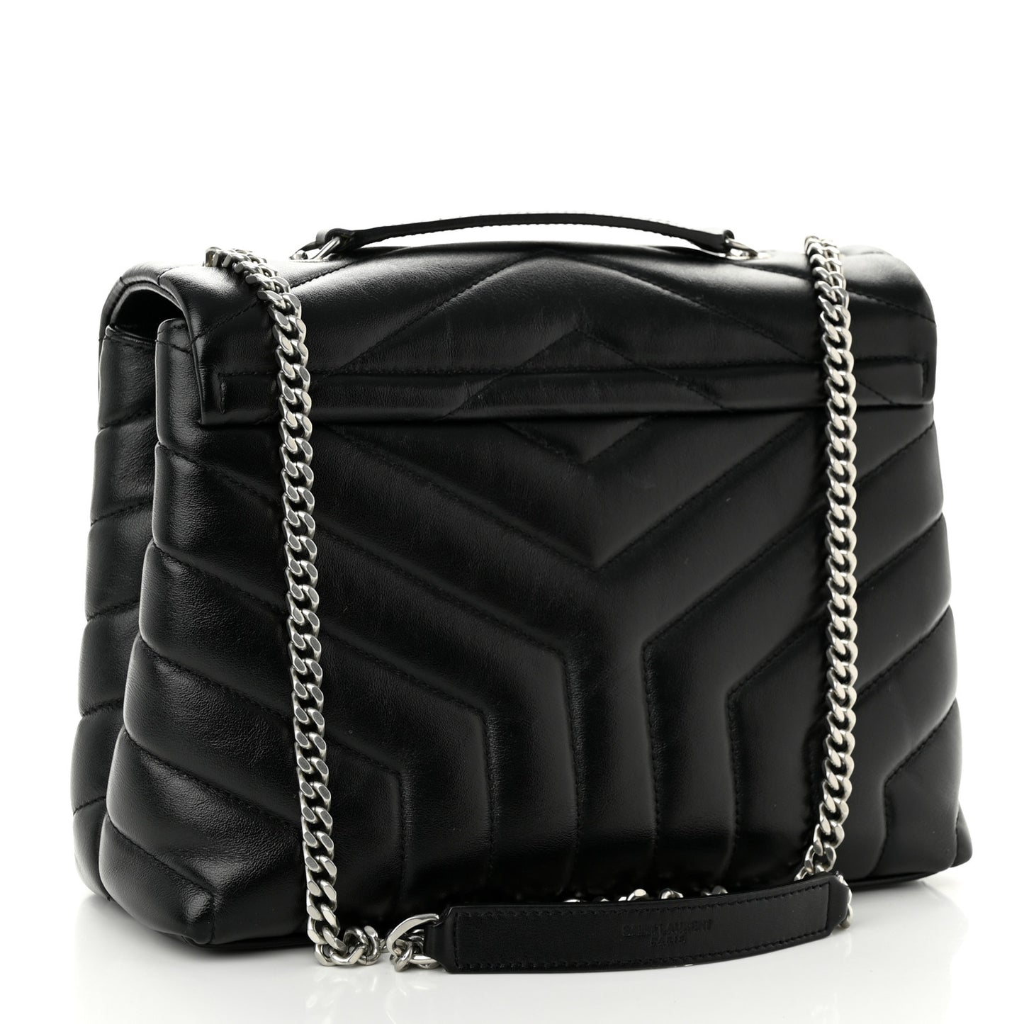 Calfskin Y Quilted Monogram Small Loulou Chain Satchel Black