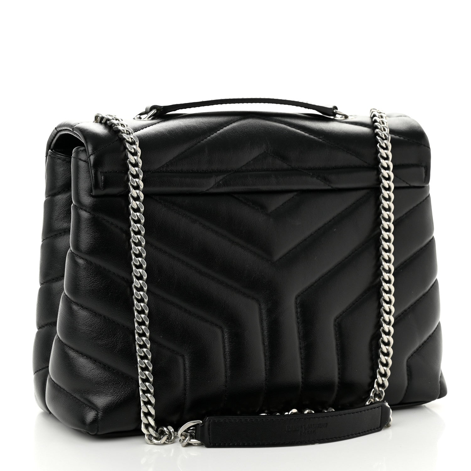 Saint Laurent Calfskin Y Quilted Monogram Small Loulou Chain Satchel Black 3 of 11