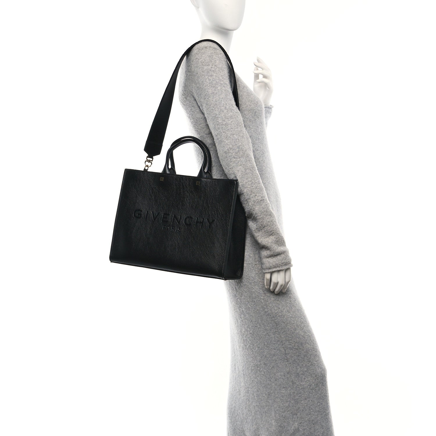Givenchy Tumbled Calfskin Logo Embossed Medium G-Tote Black 2 of 10
