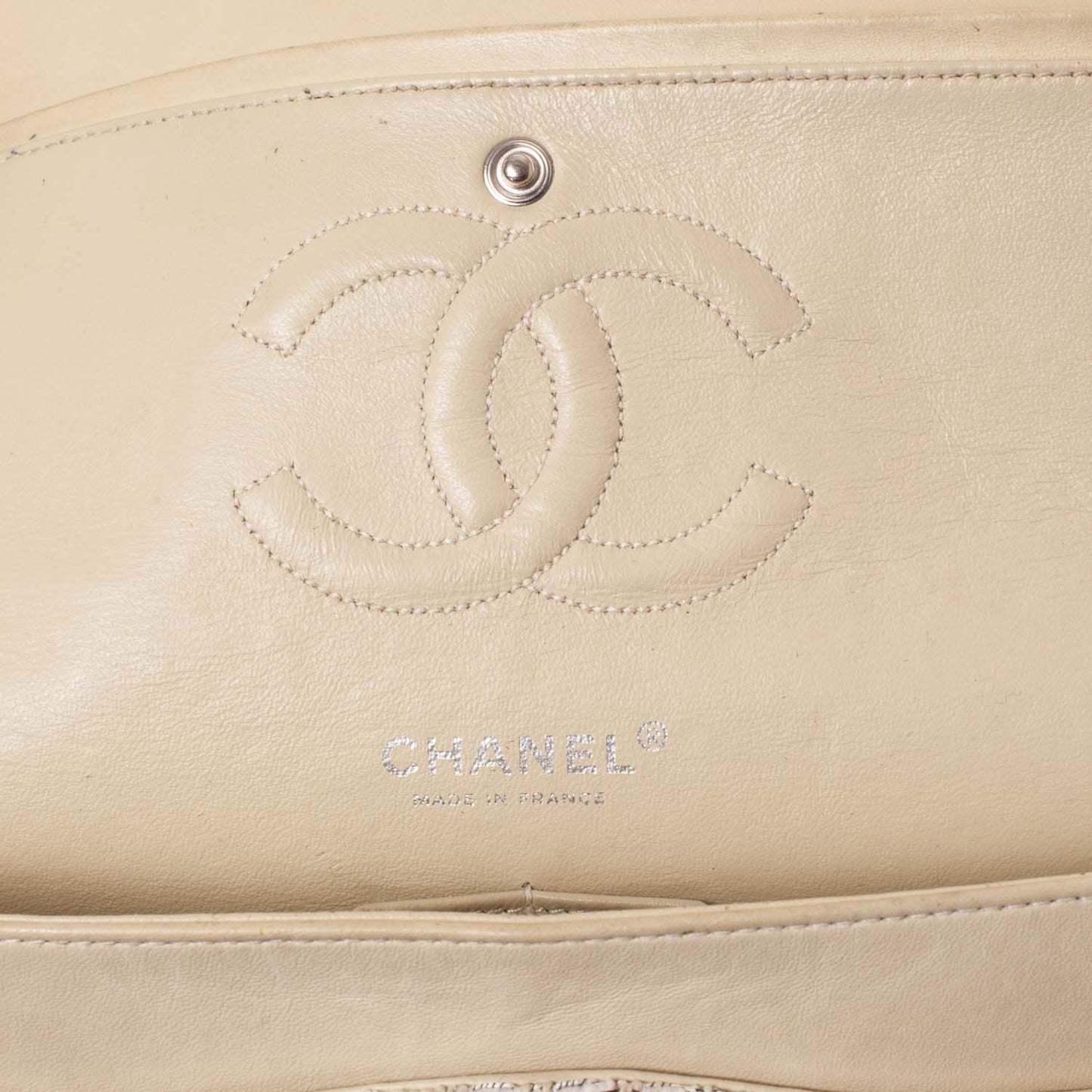Tweed Medium Double Flap Beige
