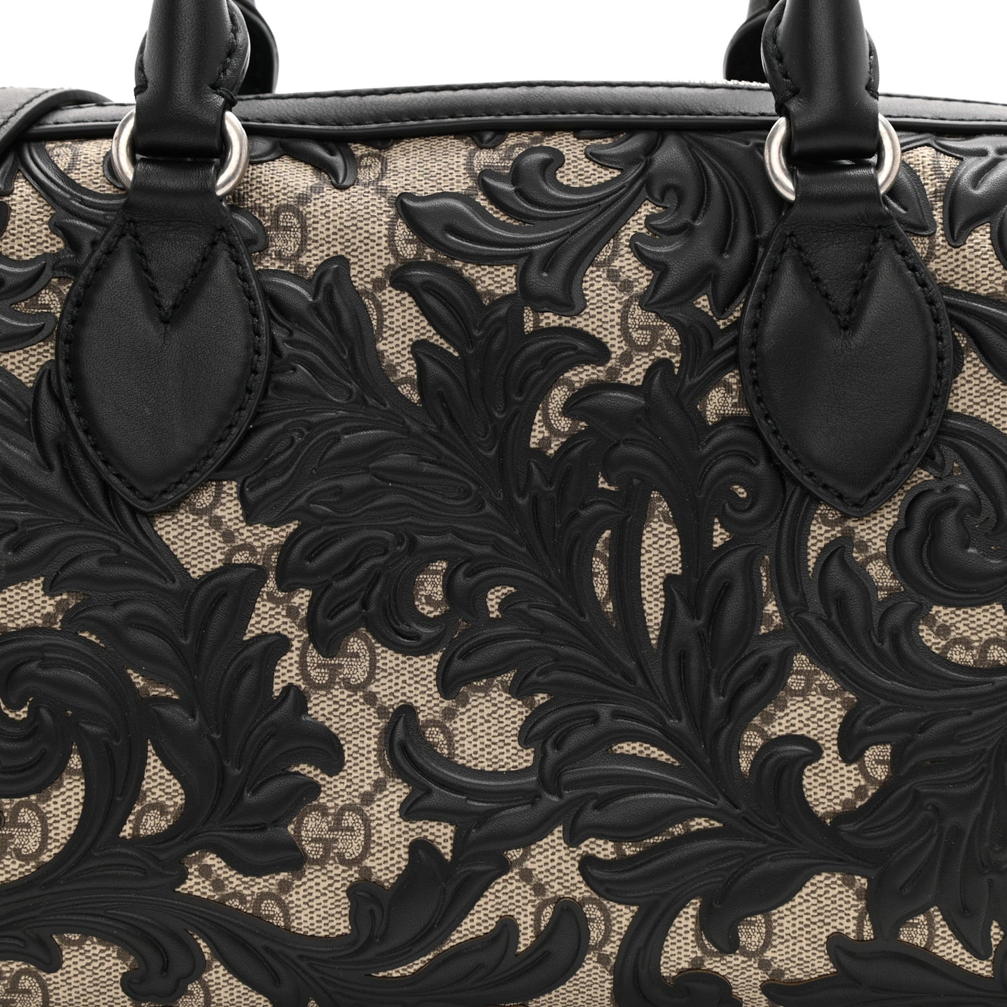 GG Supreme Monogram Arabesque Small Boston Black