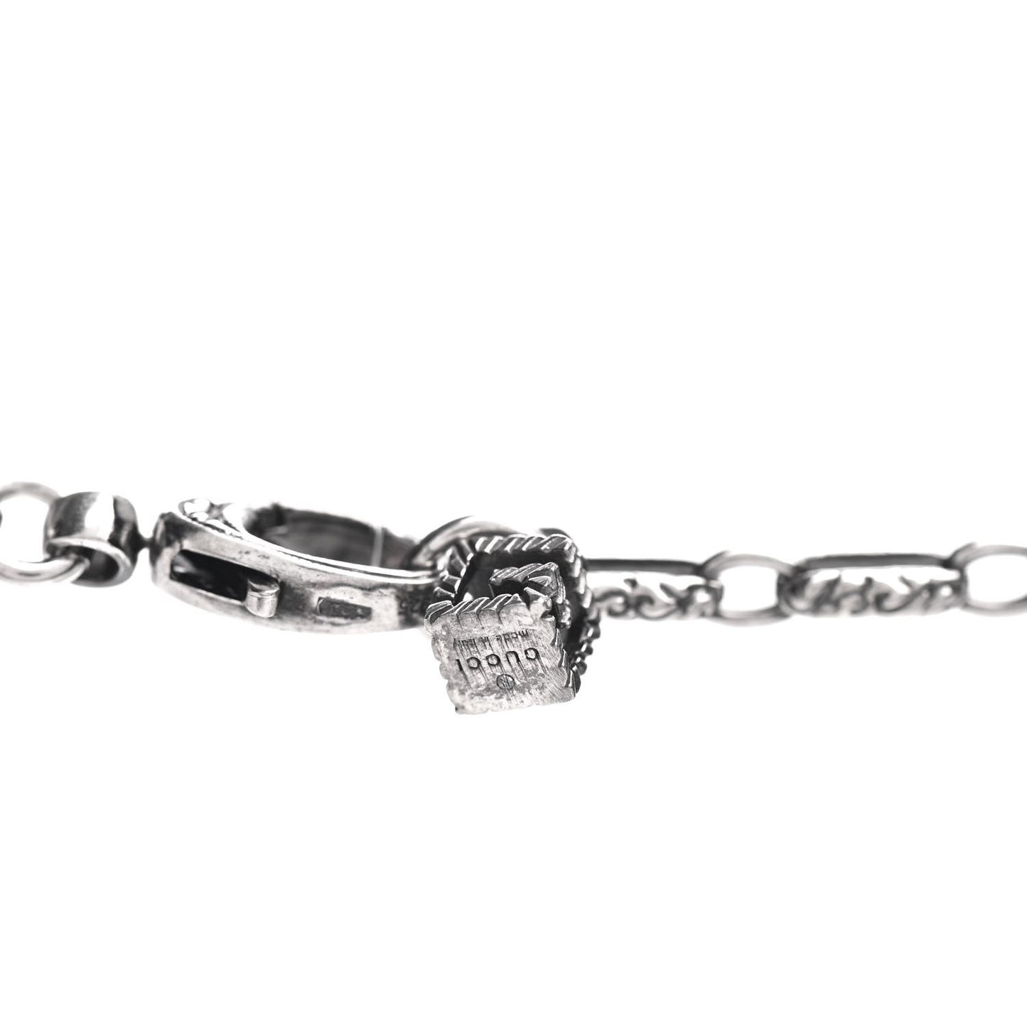 Sterling Silver Rock Crystal Textured G-Cube Pendant Necklace