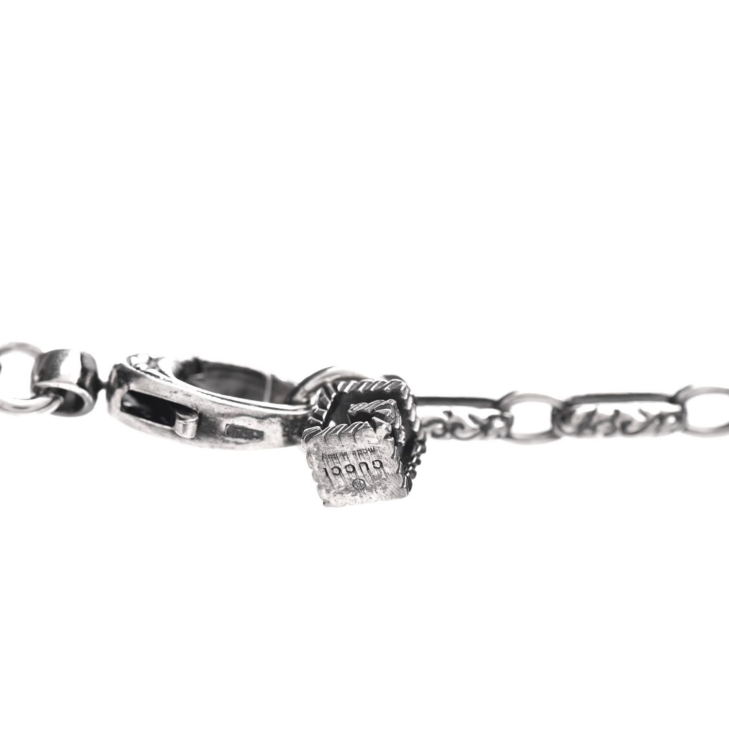 Gucci Sterling Silver Rock Crystal Textured G-Cube Pendant Necklace 5 of 5