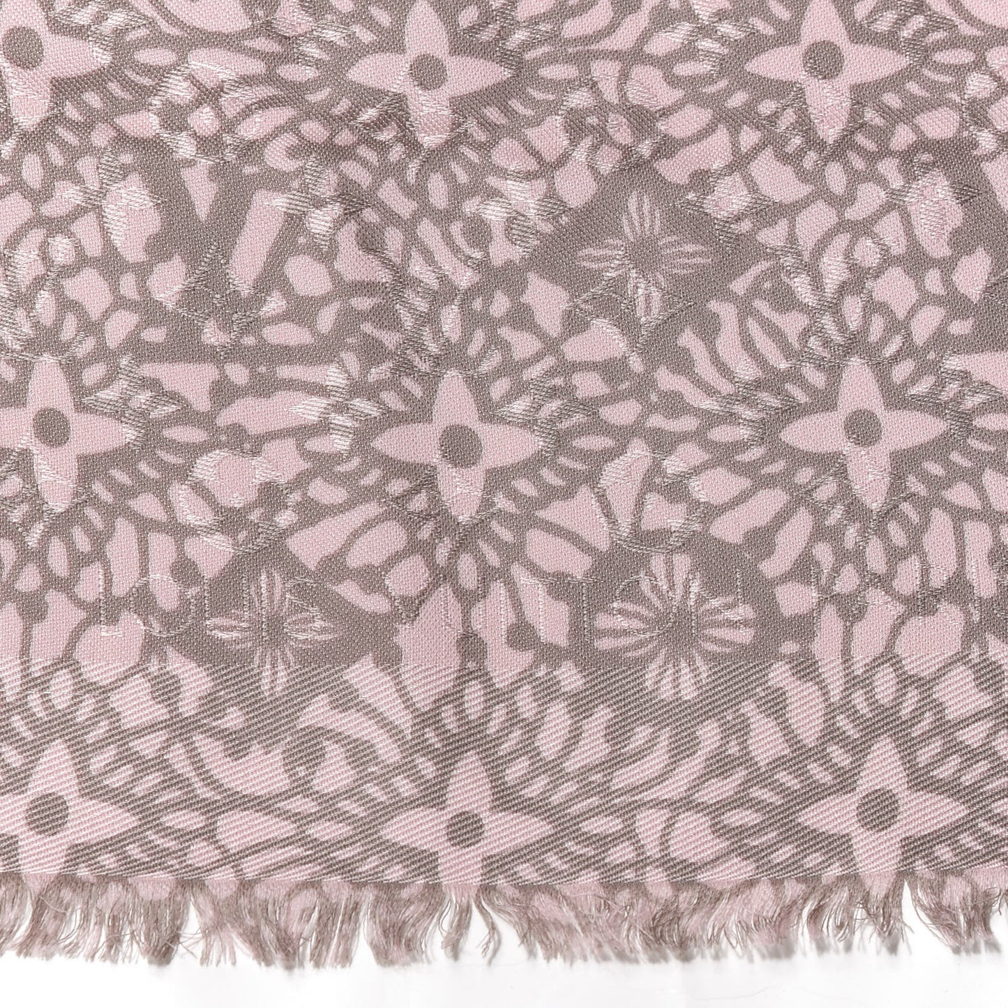 Silk Wool Monogram Dentelle Shawl Scarf Rose Poudre
