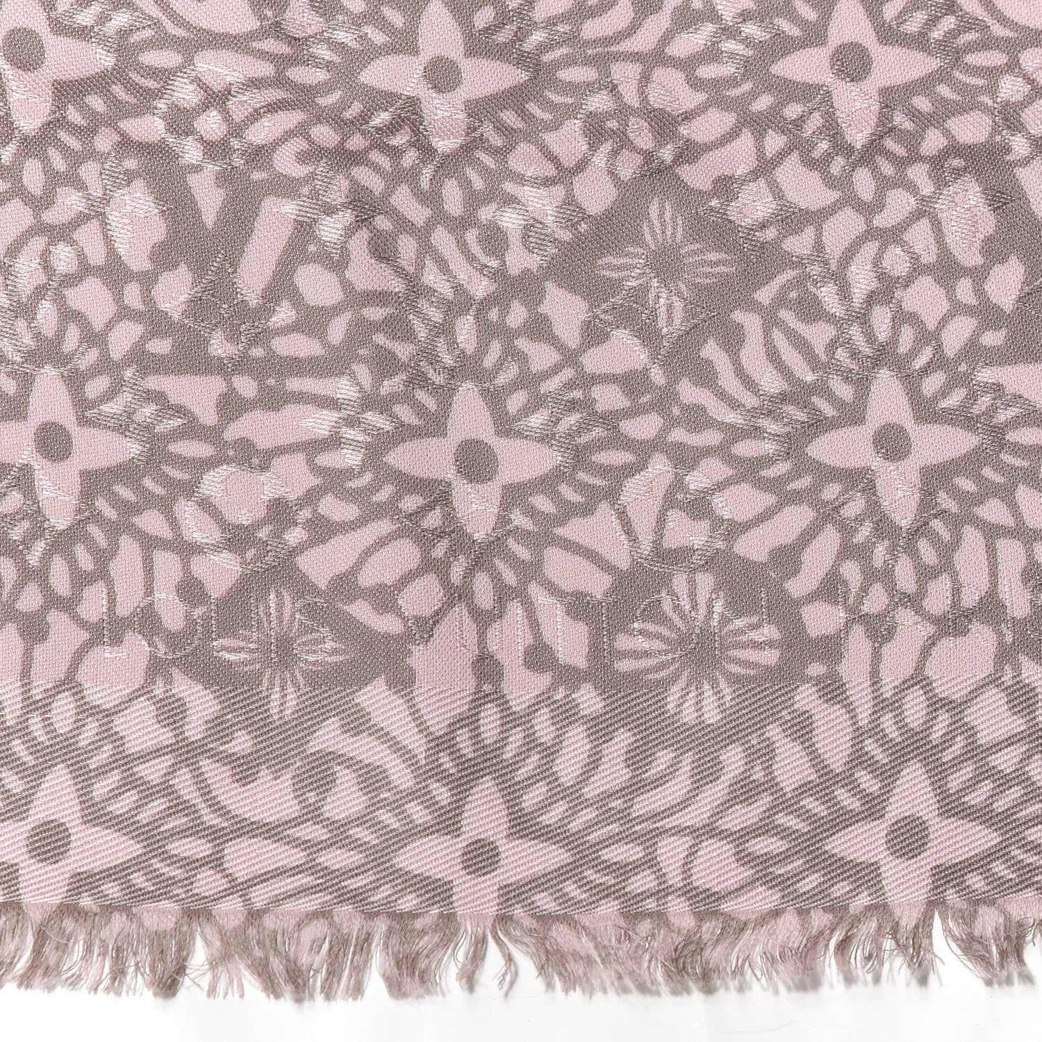 Louis Vuitton Silk Wool Monogram Dentelle Shawl Scarf Rose Poudre 2 of 3