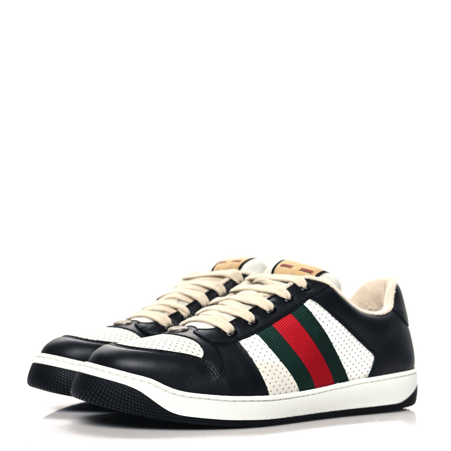 Gucci Calfskin Web Mens Screener Sneakers 11 Black White 4 of 10