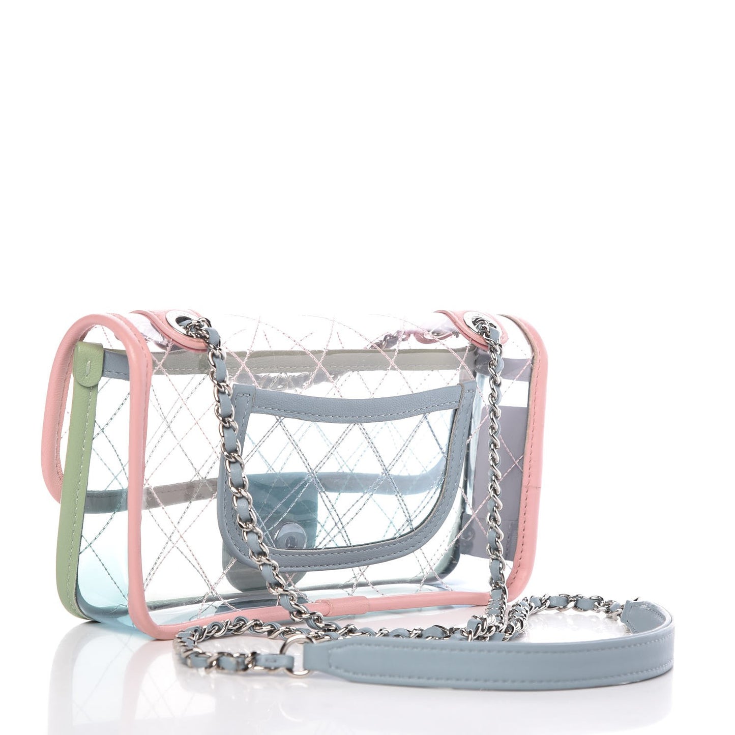 Lambskin PVC Quilted Mini Coco Splash Flap Blue Green