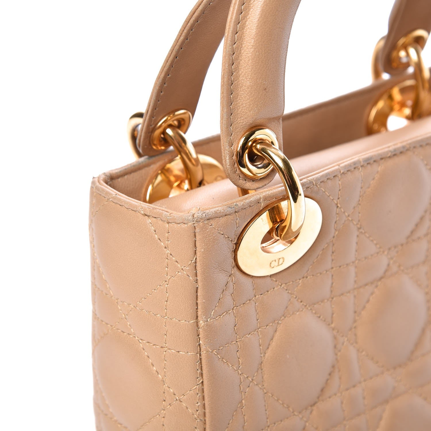 Christian Dior Lambskin Cannage Mini Lady Dior Beige 11 of 12