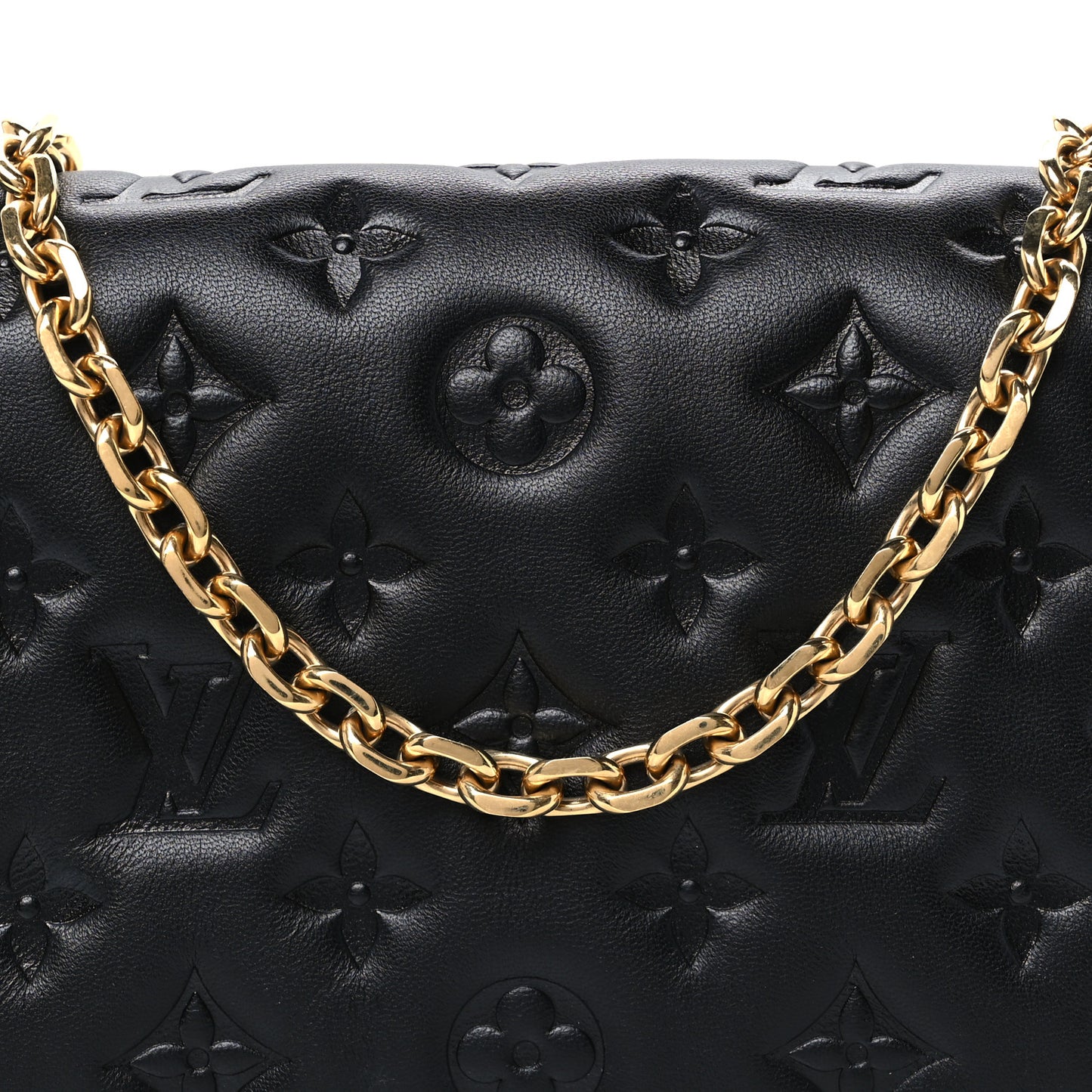 Lambskin Embossed Monogram Pochette Coussin Black