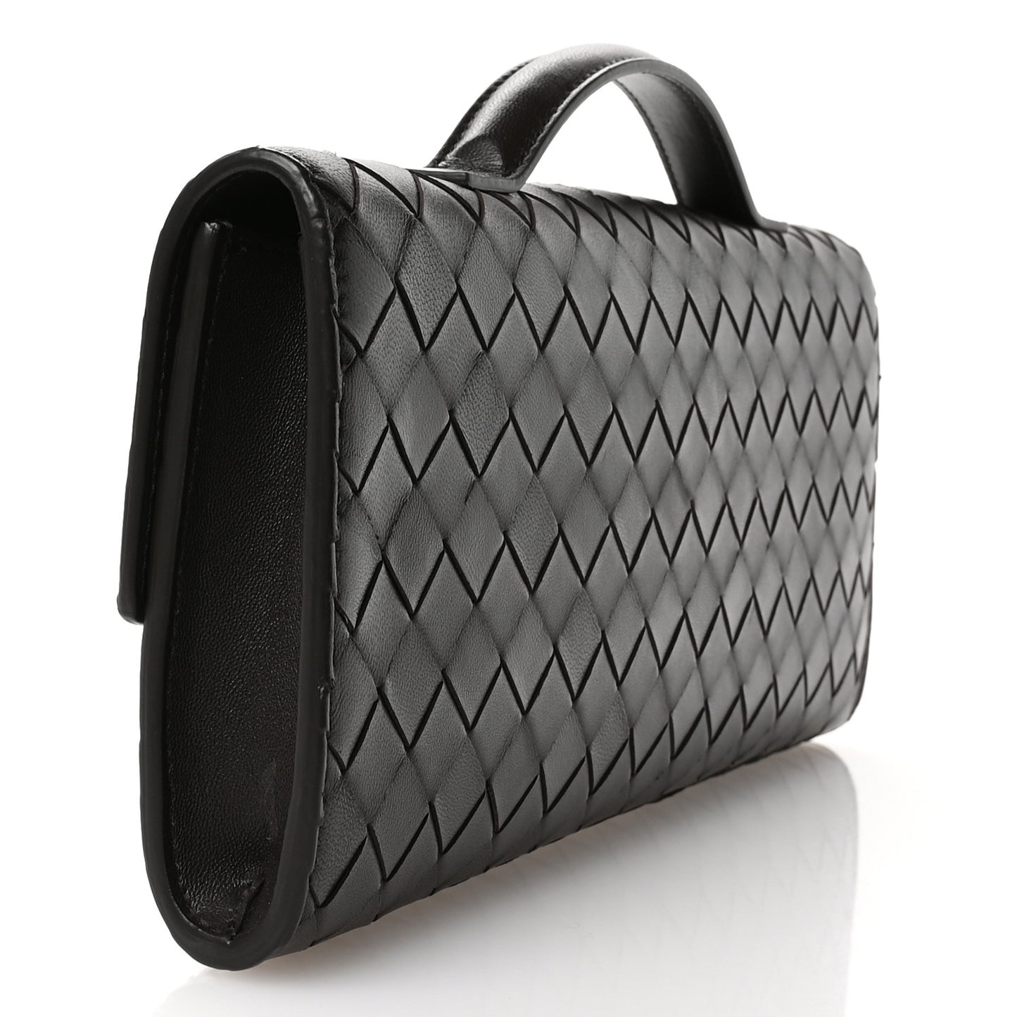 Nappa Intrecciato Long Andiamo Top Handle Clutch Fondant