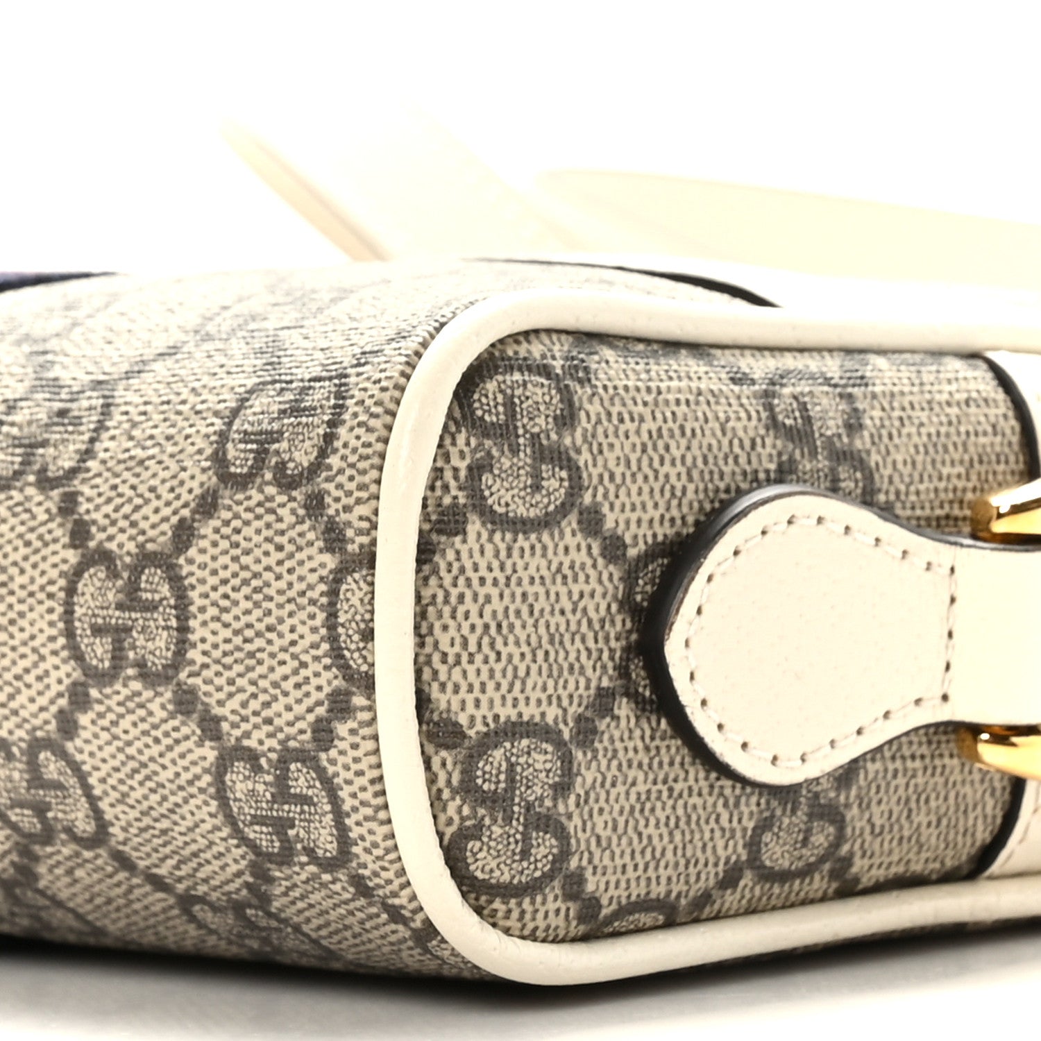 Gucci GG Supreme Monogram Textured Calfskin Web Mini Ophidia Shoulder Bag Beige Ebony Mystic White 9 of 9