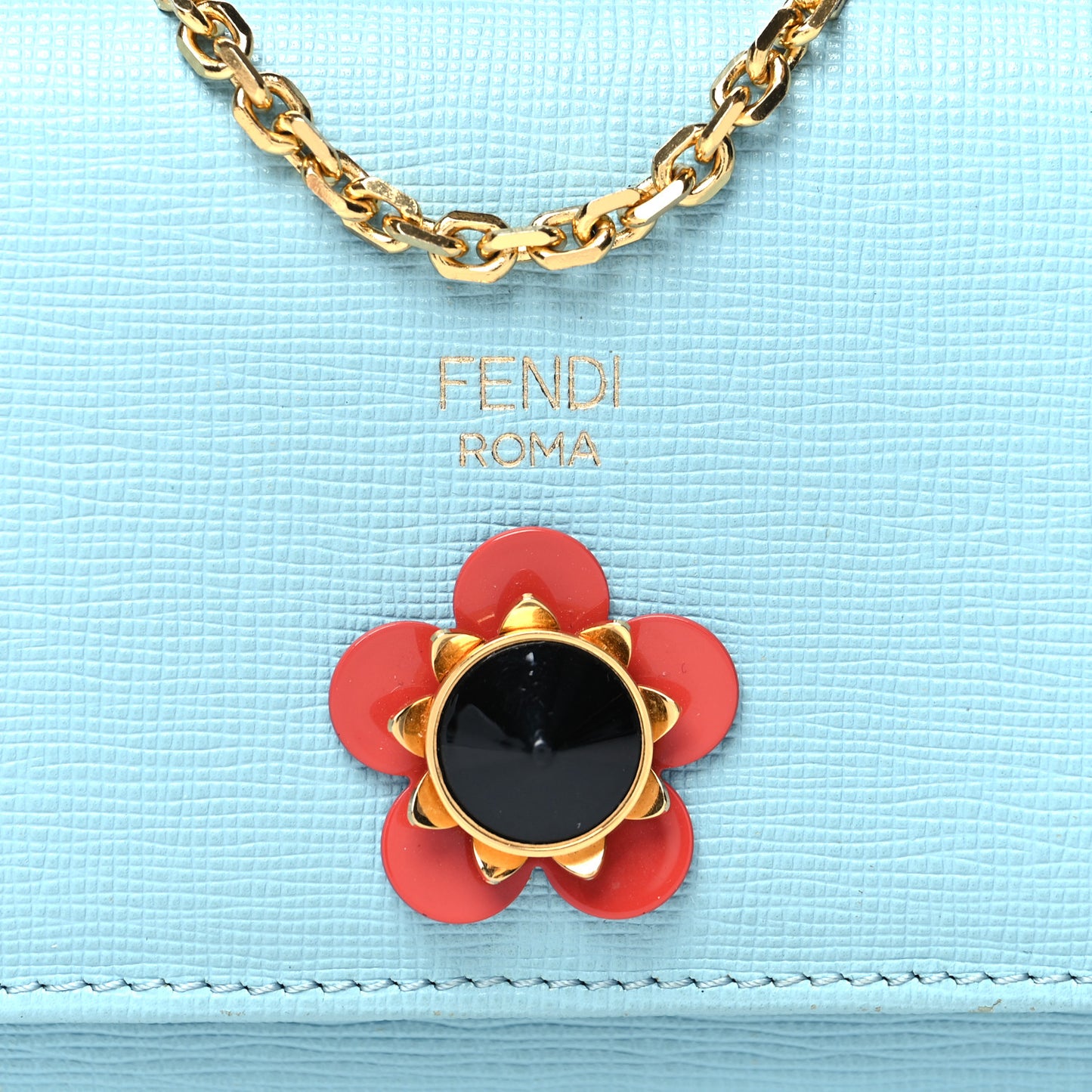 Vitello Elite Flowerland Continental Wallet On Chain Blue