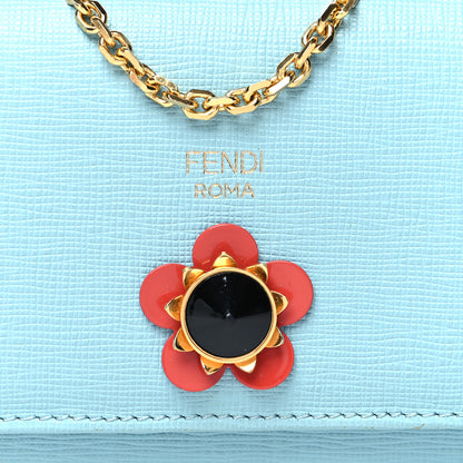 Fendi Vitello Elite Flowerland Continental Wallet On Chain Blue 9 of 11