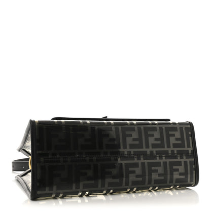 Fendi TPU FF Vitello Century Plexiglass Small Runaway Shopper Tote Black 4 of 11
