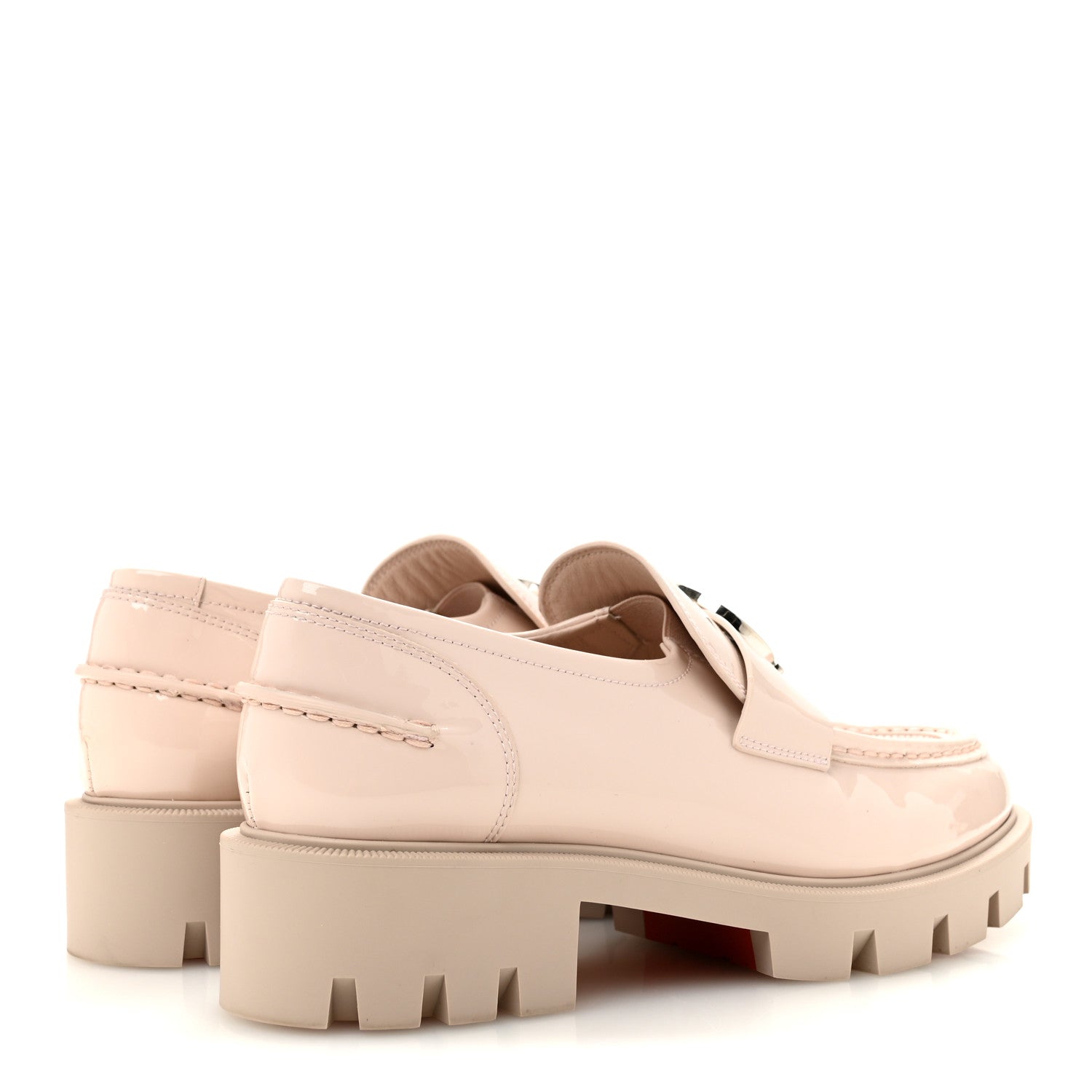 Christian Louboutin Patent Womens CL Moc Lug Flat Loafers 38.5 Leche 5 of 8