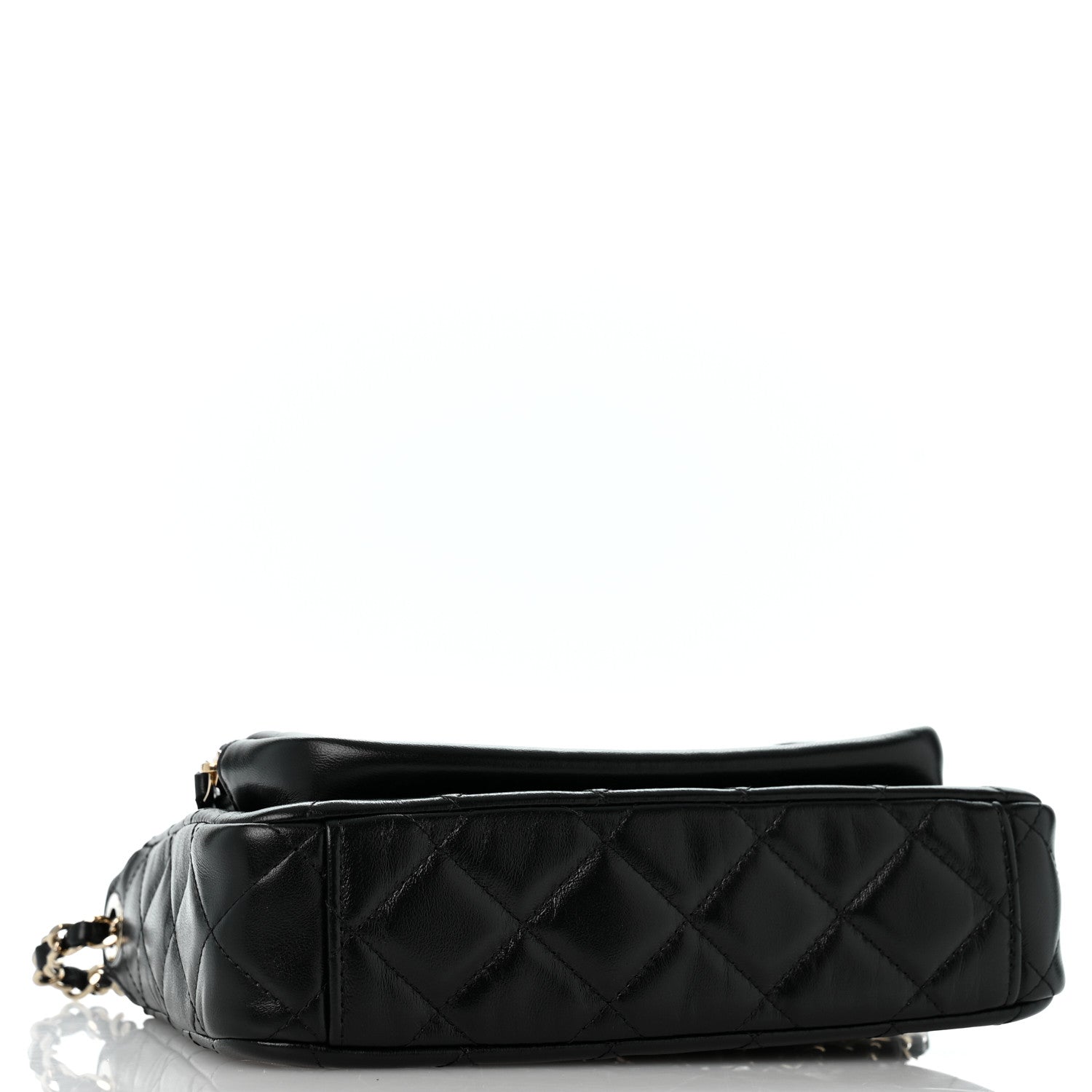 Chanel Shiny Crumpled Lambskin Quilted Small Preppy Pocket Clutch With Chain Black 4 of 13