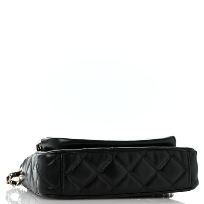 Chanel Shiny Crumpled Lambskin Quilted Small Preppy Pocket Clutch With Chain Black 4 of 13