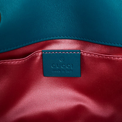 Gucci Velvet Matelasse Mini GG Marmont Shoulder Bag Pavone Cyan 6 of 7