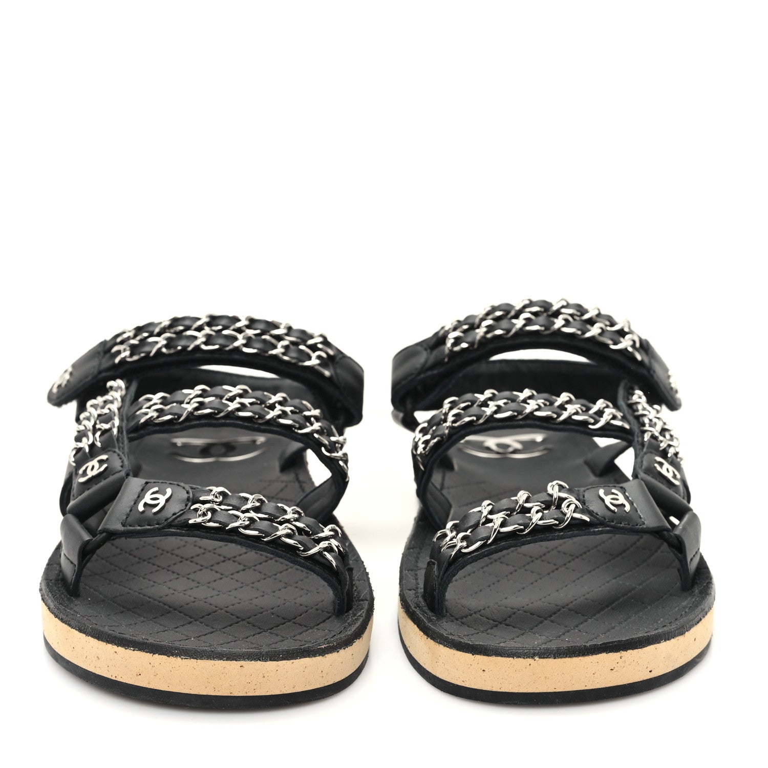Chanel Lambskin Chain Sandals 39 Black 3 of 9